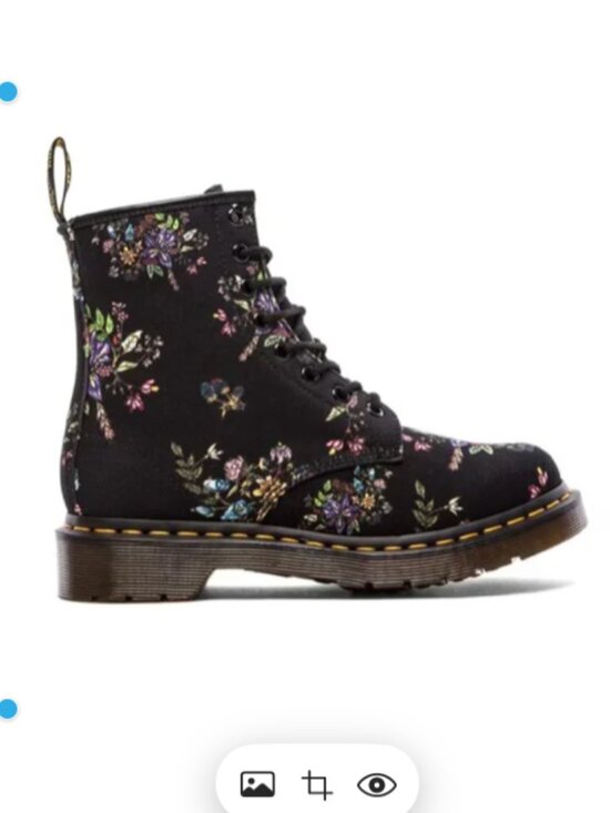 Dr. Martens Castel 8-Eye Boots Black Belladonna Floral Canvas l Size 6 - Picture 1 of 11